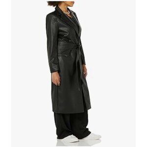Terea Women's Everlee Vegan Leather Belted Coat size M NWT